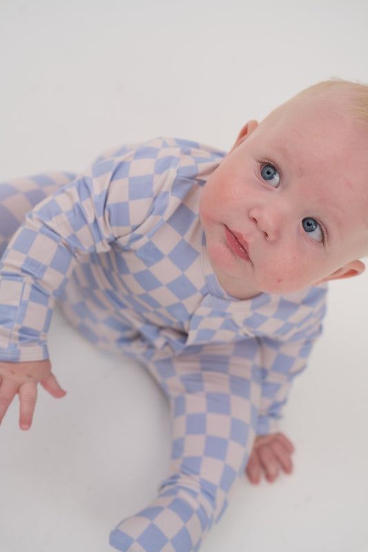 Blue Checkers Magnetic Sleepsuit