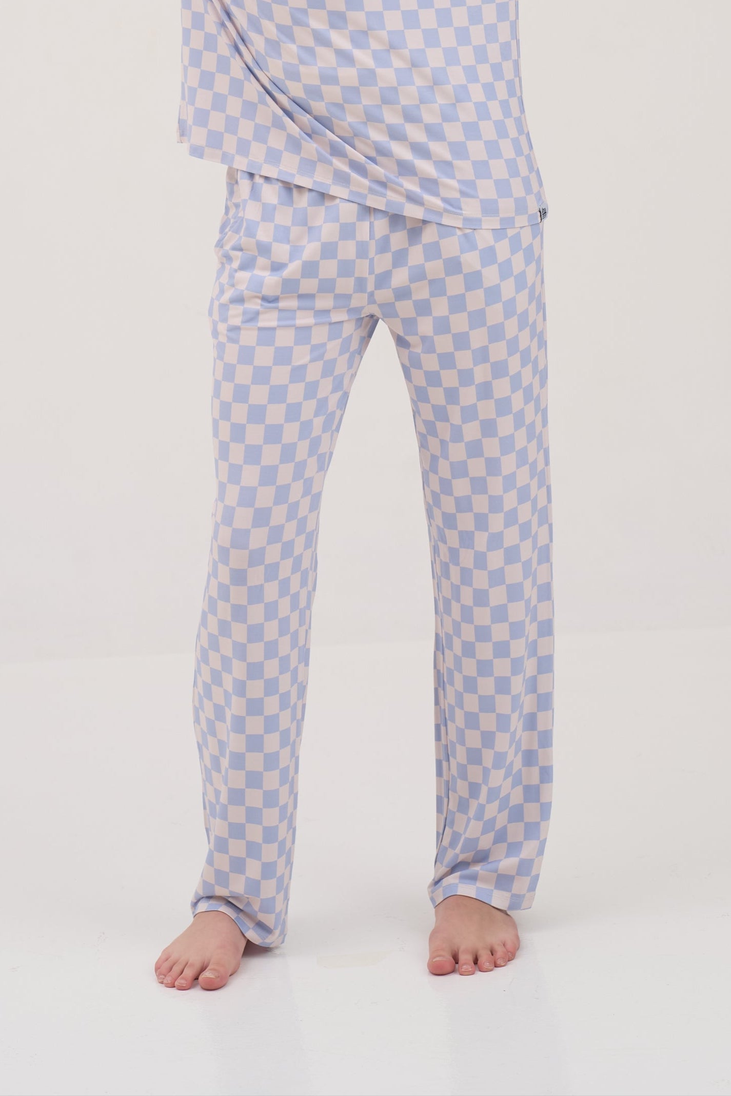 Womens Blue Checkers Pajama Lounge Pants