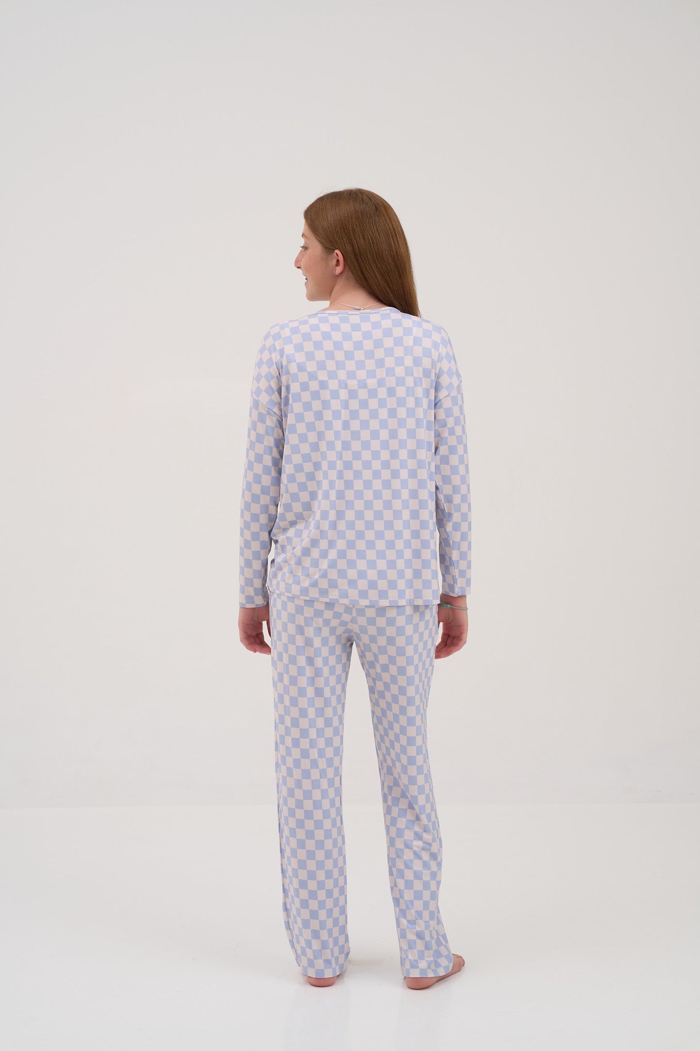 Womens Blue Checkers Pajama Lounge Pants