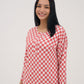 Womens Red Checker Drop Shoulder Pajama Top