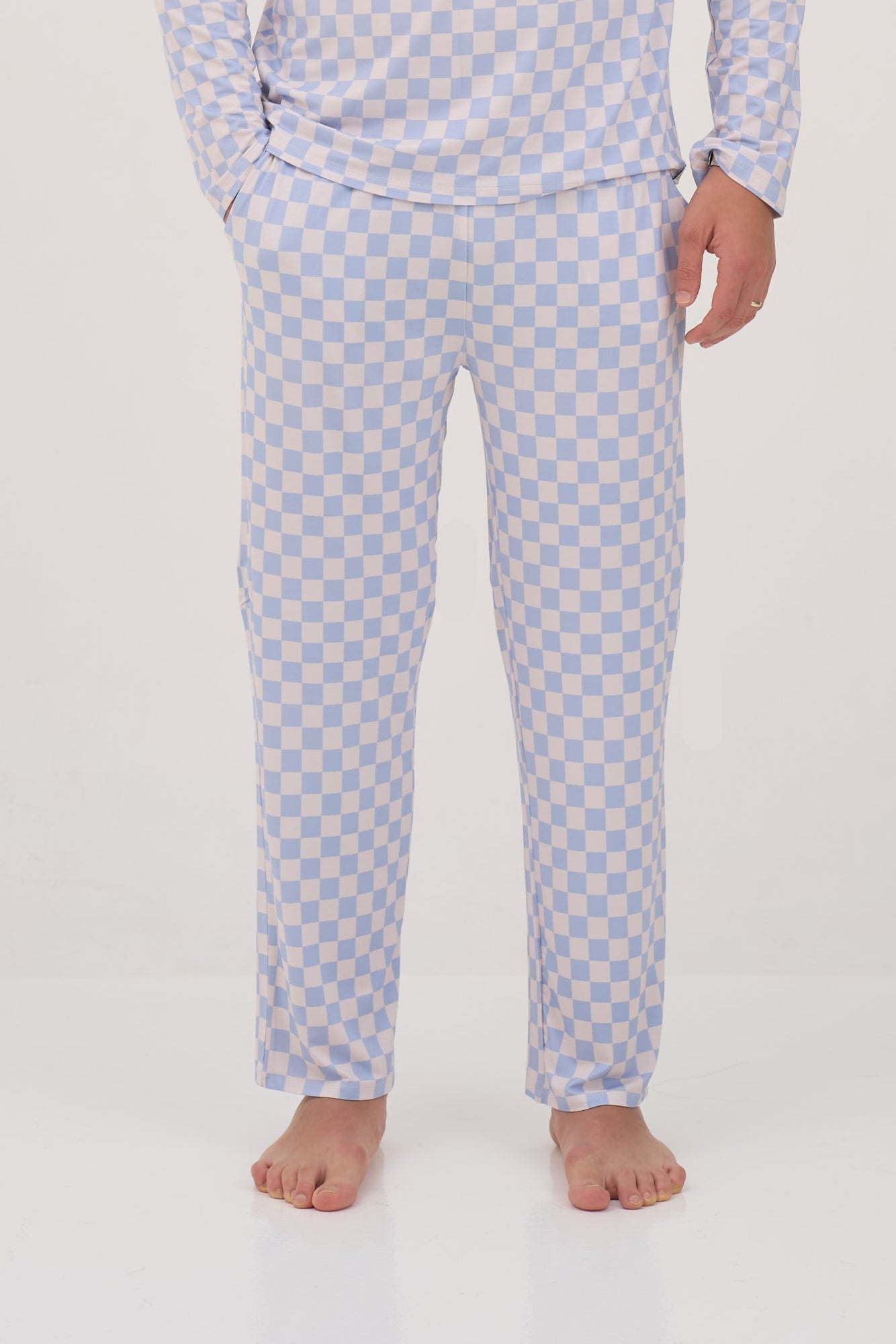 Mens Blue Checkers Lounge Pajama Pants