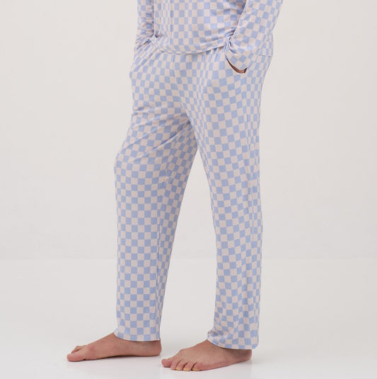 Mens Blue Checkers Lounge Pajama Pants