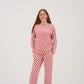 Womens Red Checker Drop Shoulder Pajama Top
