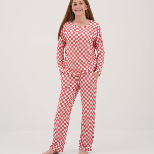Womens Red Checkers Pajama Lounge Pants