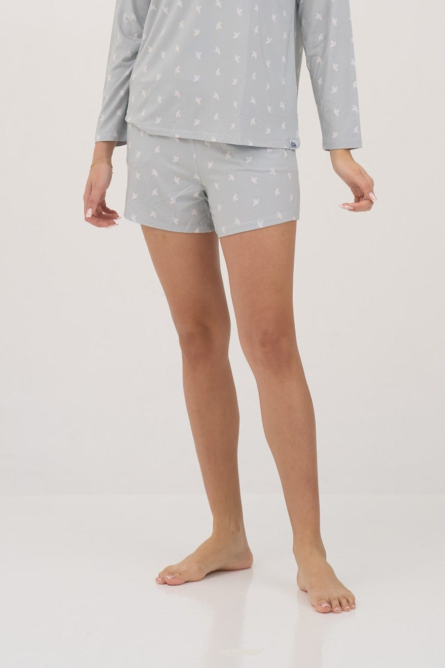 Womens Olive Doves Pajama Hipster Shorts