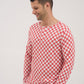 Mens Red Checkers Round Neck Pajama Top