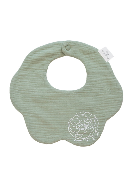 Blooming Flower Cotton Bib Soft Green