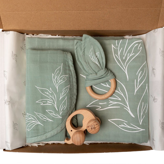 Baby Gift Set in Sage Organic Cotton