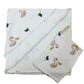 White hooded towel and washcloth with duck embroidery for newborn