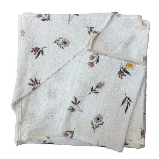 Fleur Newborn Bath Towel and Wash Cloth
