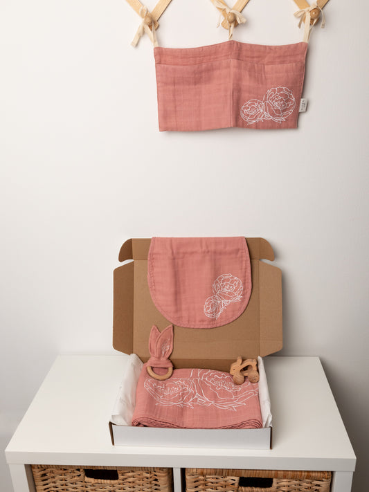 Baby Girl Gift Set in Dark Pink Organic Cotton