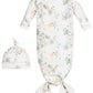 Newborn Knotted Gown and Beanie in Modern Daisy