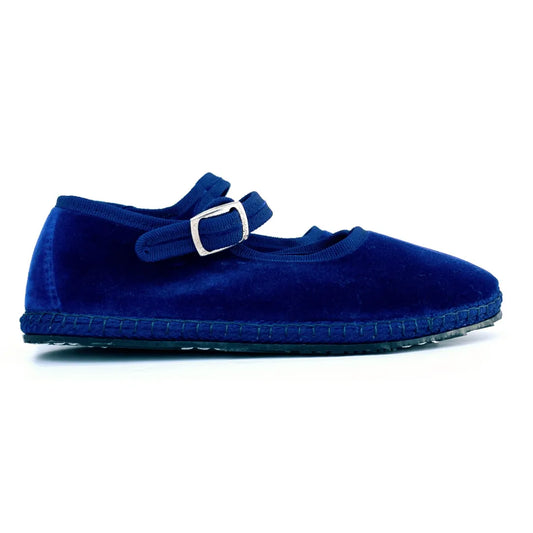 Mary Jane Velvet Girls Shoe in Violet