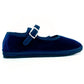 Mary Jane Velvet Girls Shoe in Blue