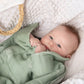 100% Organic Cotton Swaddle and Rattle Gift Pack Soft Green