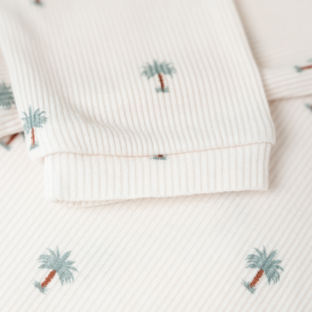 Ribbed Bamboo Pajamas in Date Palm