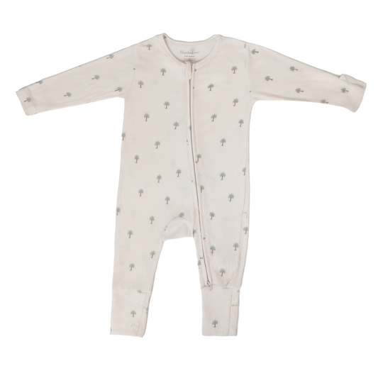 Ribbed Bamboo Sleepsuit in Date Palm