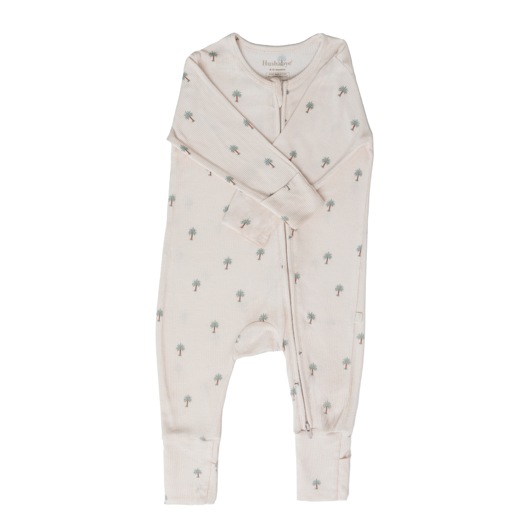 Ribbed Bamboo Sleepsuit in Date Palm