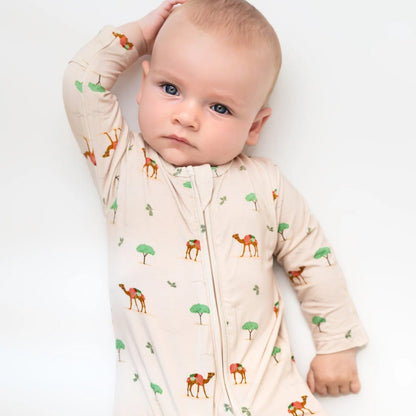 Camel Print Zippered Sleepsuit