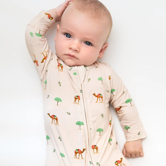 Camel Print Zippered Sleepsuit