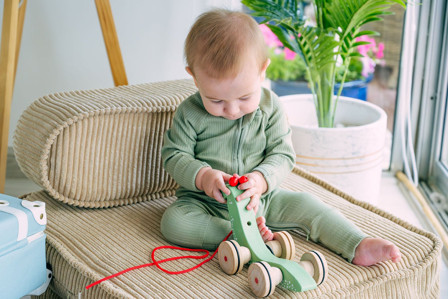 Beaux Desert Zip sleepsuit onesie neutral sage green