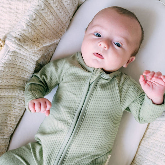 Beaux Desert Zip sleepsuit onesie neutral sage green