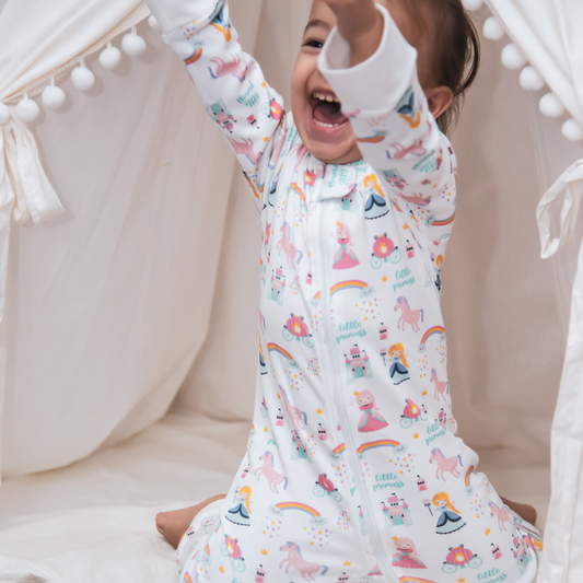 princess print baby girl zip sleepsuit