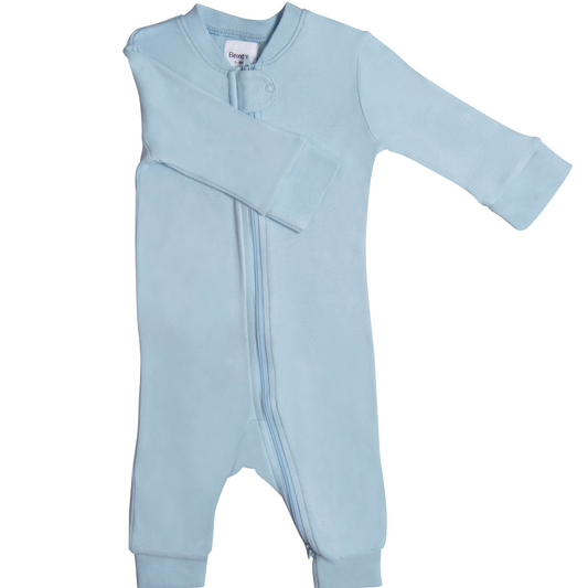 blue baby boy zip sleepsuit