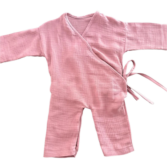 Peach Tie-Front Organic Onesie