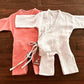 Organic cotton muslin tie side baby outfit