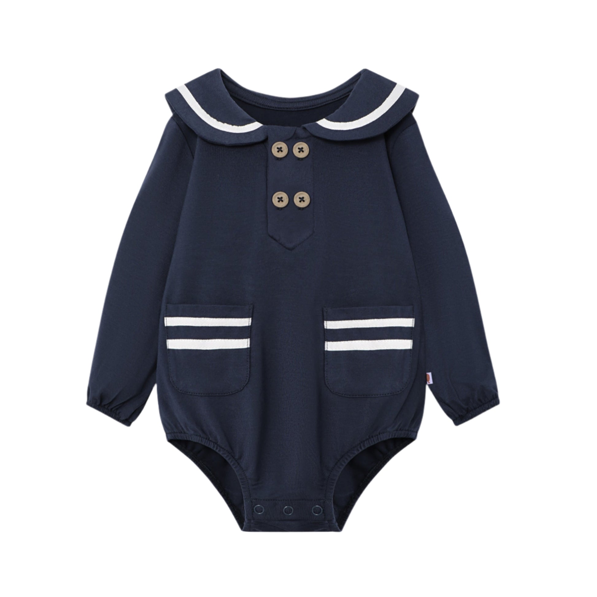 First Mate Romper - Navy Blue - Atlas & Maya