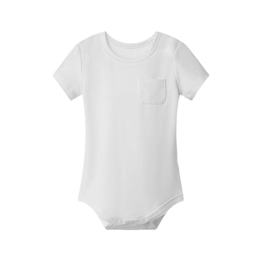 Pocket Short Sleeve Magnetic Bodysuit - White - Atlas & Maya