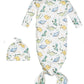 Newborn Knotted Gown and Beanie in Dino Print
