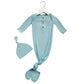 Organic Bamboo Knotted Gown & Beanie Set in Soft Sage