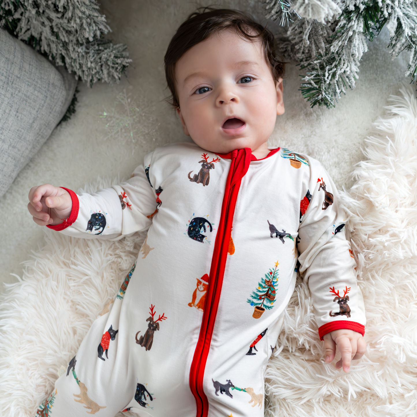 Santa Paws Christmas Zippered Sleepsuit