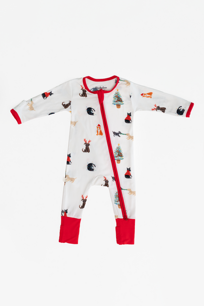 Santa Paws Christmas Zippered Sleepsuit